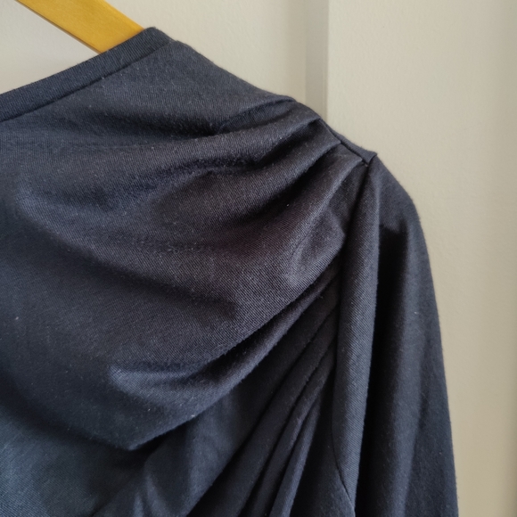 Kai-aakmann Navy Knit Tunic Dress Asymmetrical Shoulder Size M | Korean Designer - Picture 4 of 4